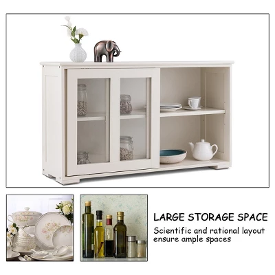 Costway Kitchen Storage Cabinet Sideboard Buffet Cupboard W/ Sliding Door - Image 8