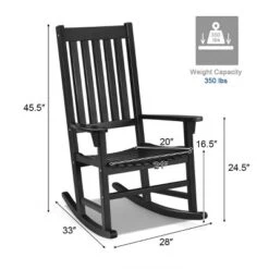 Costway Wooden Rocking Chair Porch Rocker High Back Garden Seat For Indoor Outdoor