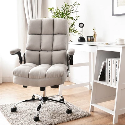 Costway High Back Big & Tall Office Chair Adjustable Swivel W/Flip-up Arm - Image 2