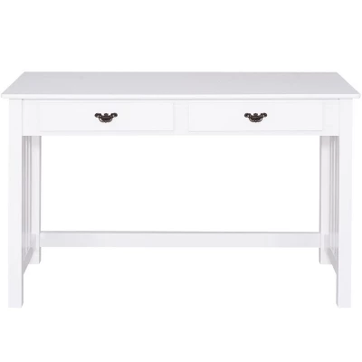 Costway Writing Desk Mission White Home Office Computer Desk 4 Drawer - Image 9