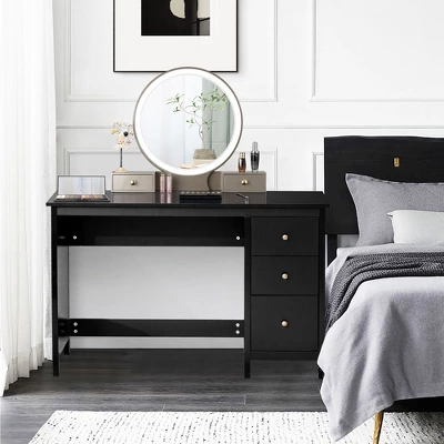 Computer Desk Study Writing Desk Home Office Workstation With 3 Drawers WhiteBlack - Image 2