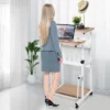 Costway Height Adjustable Computer Standing Desk W/wheels & Footrest