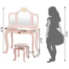 Costway Kids Makeup Dressing Table Chair Set Princess Vanity & Tri-folding Mirror