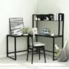 Costway 55'' L-Shaped Desk Corner Computer Desk W/Hutch Black
