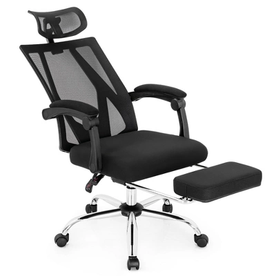 Costway Mesh Office Chair Recliner Desk Chair Height Adjustable W/Footrest Black - Image 9