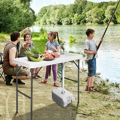 Costway Folding Fish Table Hunting Clean Cutting Camping Sink Faucet W Sprayer - Image 2