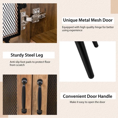 Costway 2-Door Kitchen Storage Bar Cabinet Buffet Sideboard W/ Wine Rack & Glass Holder - Image 7