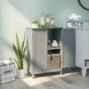 Costway Bathroom Floor Cabinet Wooden Floor Storage Cabinet Living Room Modern Grey