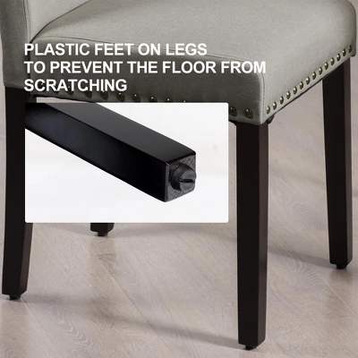 Costway Set Of 4 Fabric Dining Chairs W/Nailhead Trim - Image 6