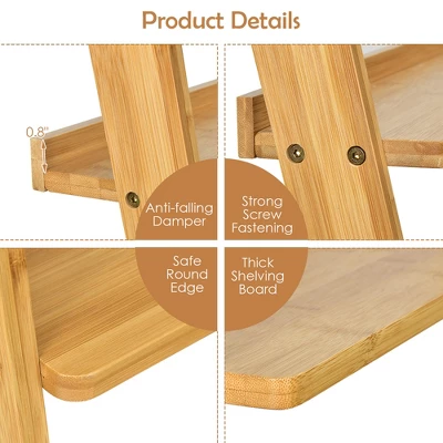 Costway 5-Tier Bamboo Ladder Shelf Bookshelf Display Storage Rack Flower Stand - Image 8