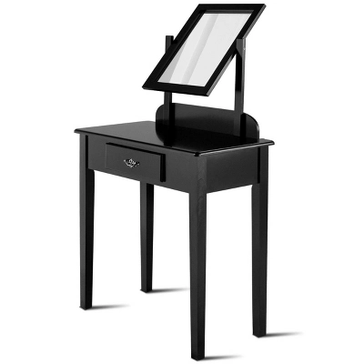 Costway Makeup Desk Vanity Dressing Table Square Stool 1 Large Black - Image 7