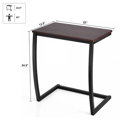 Costway Sofa Side End Table C-shaped Coffee Tray Laptop Snack Stand With Steel Frame - Image 3