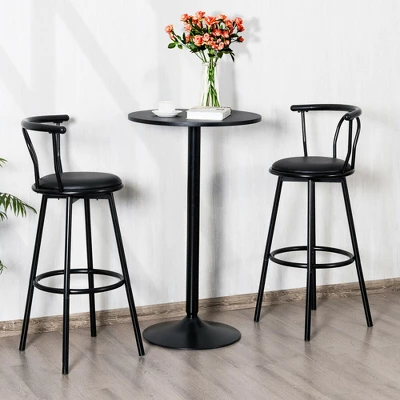 Costway 4 PCS Round Pub Table 24'' Bistro Bar Cocktail Table W/Metal Base Black - Image 4