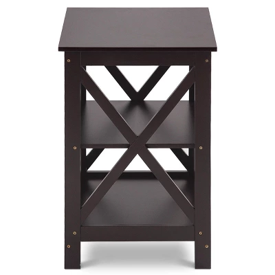 Costway 3-Tier Nightstand End Table Storage Display Shelf Living Room Furniture Espresso NEW - Image 8