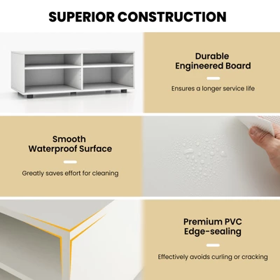 Costway TV Stand 4 Cubby TV Console Table With Adjustable Shelves Modern Home Media Entertainment Center - Image 9