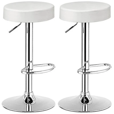 Costway Set Of 2 Round Bar Stool Adjustable Swivel Pub Chair W/ Footrest WhiteRedBlack - Image 11