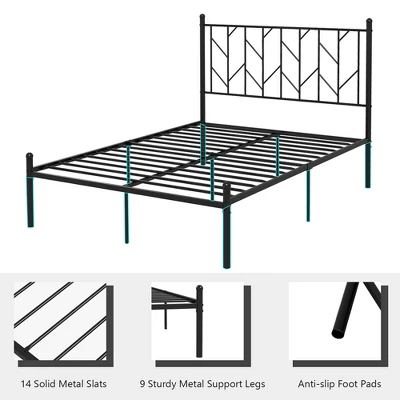 Costway Full/Qween/Twin Size Metal Platform Bed Frame Vintage Headboard Mattress Foundation Black - Image 7