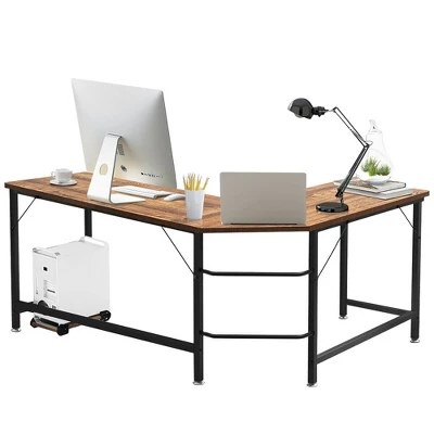Costway L-Shaped Computer Desk Corner Workstation Study Gaming Table Home Office - Image 6