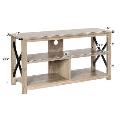 Costway Modern TV Stand For TV's Up To 55" W/ 3-Tier Open Shelves