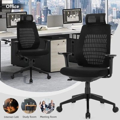 Costway High Back Mesh Office Chair Swivel Reclining Task Chair W/Clothes Hanger - Image 4