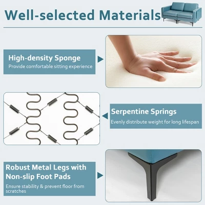 Costway Modern Loveseat Leathaire Fabric 2-Seat Sofa Couch W/ Side Storage Pocket - Image 7