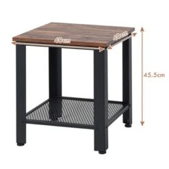 Industrial End Table 2-Tier Side Table W/Storage Shelf Rustic Sofa Table Black