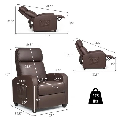 Recliner Massage Chair, Ergonomic Adjustable Single Sofa With Padded Seat BlackBrownGray - Image 2