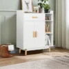 Costway Floor Storage Cabinet Free Standing Cupboard Chest W/1 Drawer 2 Doors 3 Shelves