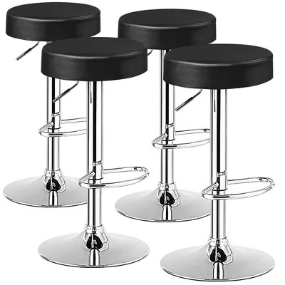 Costway Set Of 4 Round Bar Stool Adjustable Swivel Pub Chair W/ Footrest WhiteRedBlack - Image 12