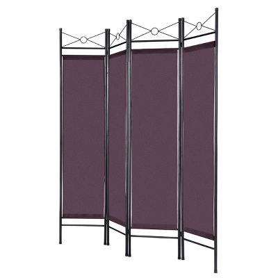 Costway 4 Panel Room Divider Privacy Screen Home Office Fabric Metal Frame - Image 4