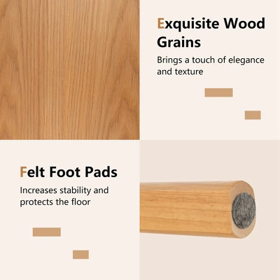 Costway Set Of 2 Solid Rubber Wood Bar Stools 28'' Dining Chairs With Backrests Natural - Image 8