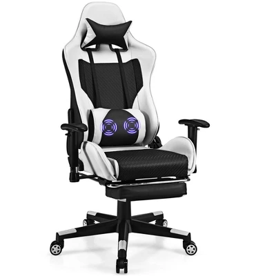 Costway Massage Gaming Chair Recliner Racing Chair W/ Massage Lumbar Support & Footrest - Image 11