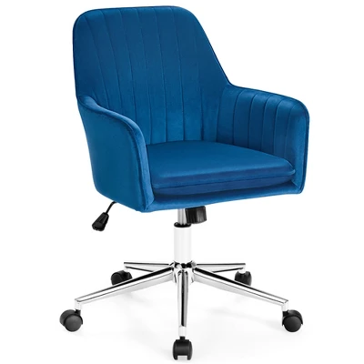 Costway Velvet Accent Office Armchair Adjustable Swivel Removable Cushion PinkBlueGrey - Image 10