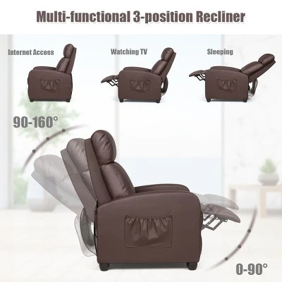 Recliner Massage Chair, Ergonomic Adjustable Single Sofa With Padded Seat BlackBrownGray - Image 5