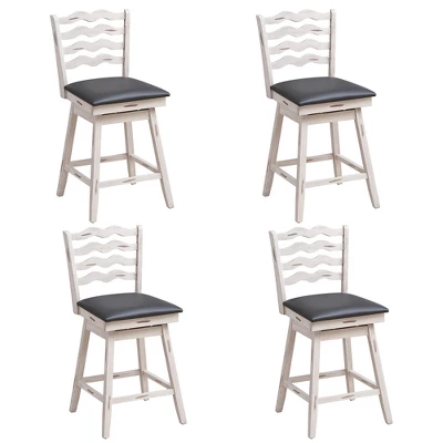 Costway Set Of 4 Swivel Bar Stools Bar Height Upholstered Faux Leather Dining Chairs - Image 9