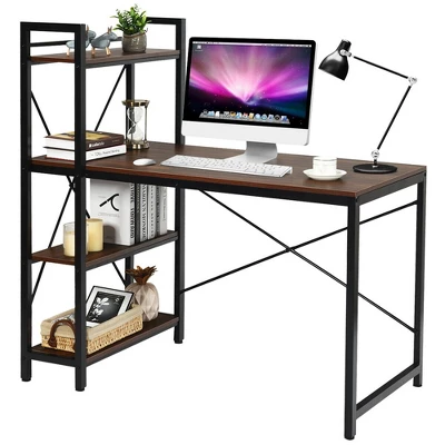 Costway 47.5'' Compact Computer Desk With 4-Tier Storage Bookshelves For Home Office - Image 11