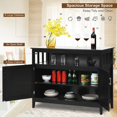 Costway Kitchen Sideboard Buffet Server Cupboard Storage Cabinet W/2 Doors Black - Image 6