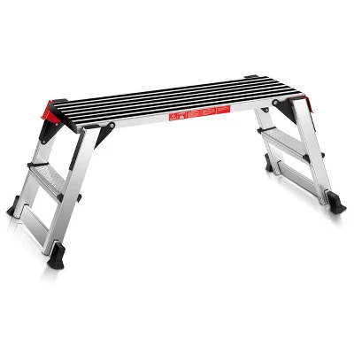 Costway 330lbs Aluminum Step Stool Folding Bench Work Platform Non-slip Drywall Ladder - Image 6