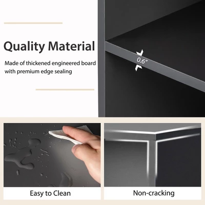 Costway 4-Tier Bookcase 48'' Display Bookshelf Storage Organizer With Shelves & Drawer Grey/White/Natural - Image 8