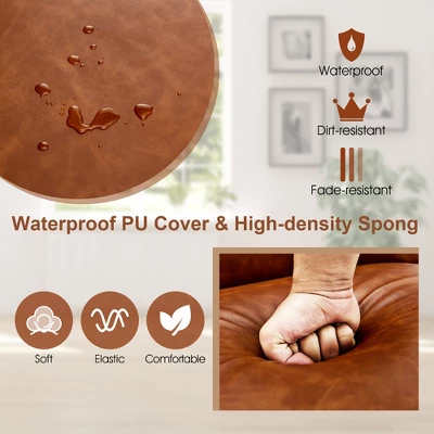 Costway Modern Accent Chair Arm Chair PU Leather W/Rubber Wood Armrest For Living Room - Image 5