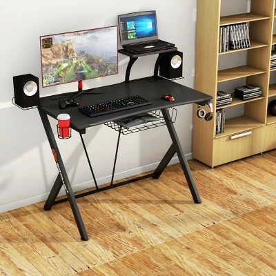 Costway Gaming Desk Computer Desk PC Table Workstation With Headphone Hook & Cup Holder - Image 4