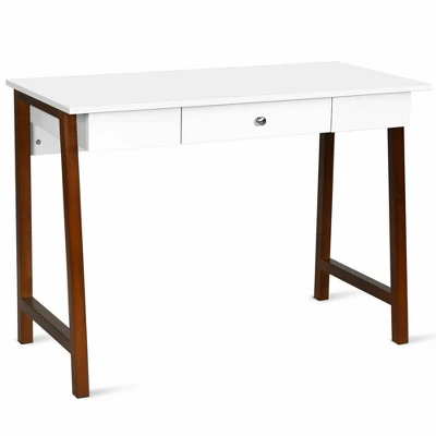 Costway Computer Desk Laptop PC Writing Table Makeup Vanity Table W/Drawer And Wood Legs - Image 4