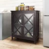Costway Kitchen Buffet Sideboard Storage Cabinet W/Glass Doors & Adjustable Shelf WhiteBrown