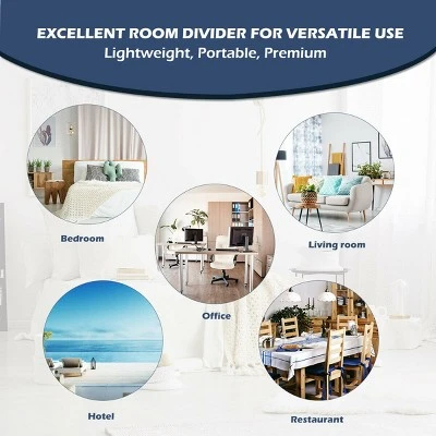 Costway 67'' High 6 Panel Room Divider Furniture Classic Venetian Wooden Slat Home - Image 7