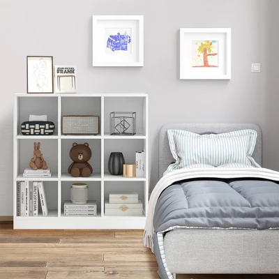 Costway Kids Toy Storage Organizer 9-Cube Kids Bookcase For Books Toys Ornaments - Image 2