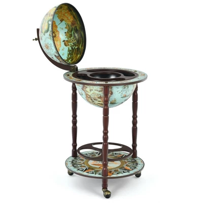 Costway 17'' Globe Wine Kitchen Stand 16th Century Italian Map Liquor Bottle Shelf Cart - Image 9