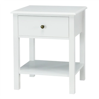 Costway End Table Nightstand Storage Display Drawer Shelf Beside Bedroom WhiteBlack - Image 11