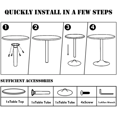 Costway 4 PCS Round Pub Table 24'' Bistro Bar Cocktail Table W/Metal Base Black - Image 9
