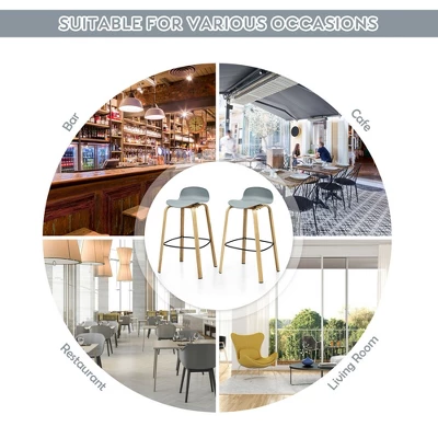 Costway Modern Set Of 4 Barstools 30inch Pub Chairs W/Low Back & Metal Legs Grey - Image 6