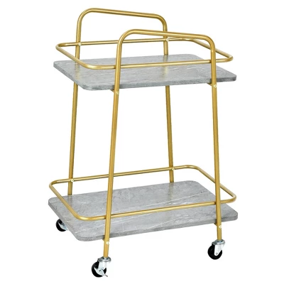 Costway Gold Serving Cart Utility Trolley On Wheel Rolling Kitchen Rack W/Handle - Image 9
